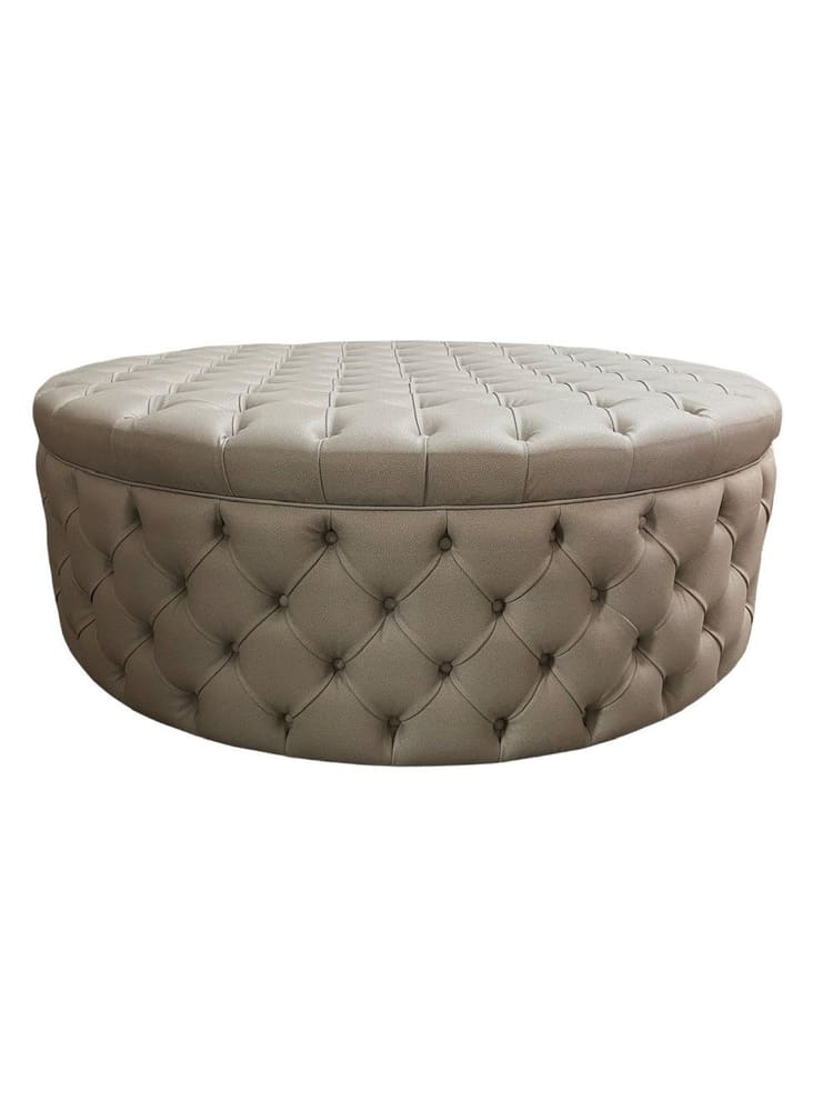 Round Diamond Button Tufted Ottoman